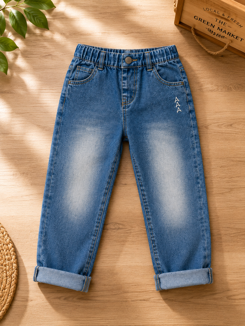 Boys denim jeans flat lay