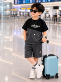 Boys Black Denim Graphic T-Shirt & Shorts Set