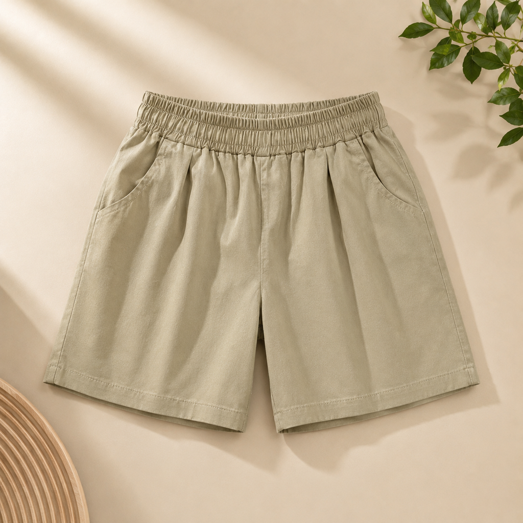 Boys Ethnic Print Shirt & Olive Shorts Set