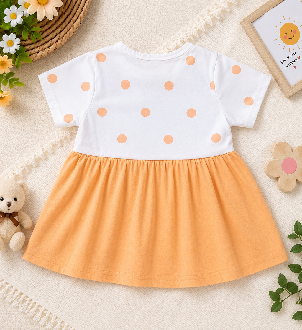 Girls Polka Dot Bunny Appliqué Dress