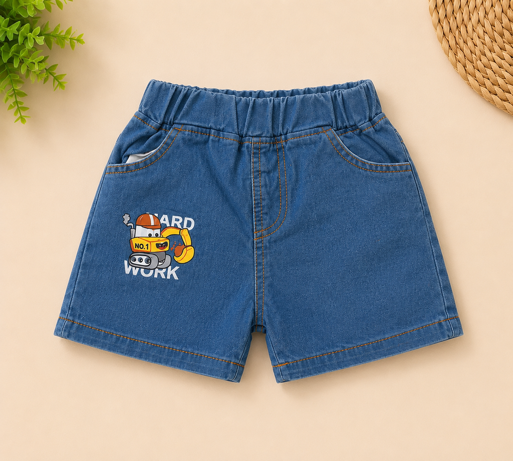 Boys Build Tractor T-Shirt & Hard Work Denim Shorts Set