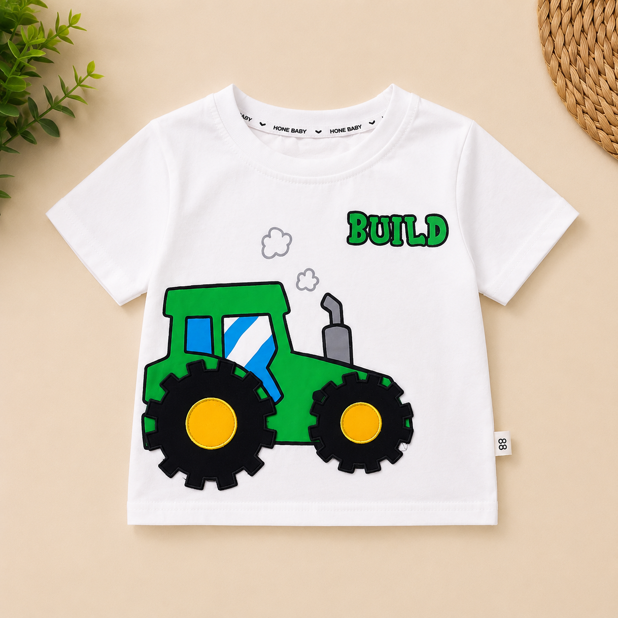 Boys Build Tractor T-Shirt & Hard Work Denim Shorts Set