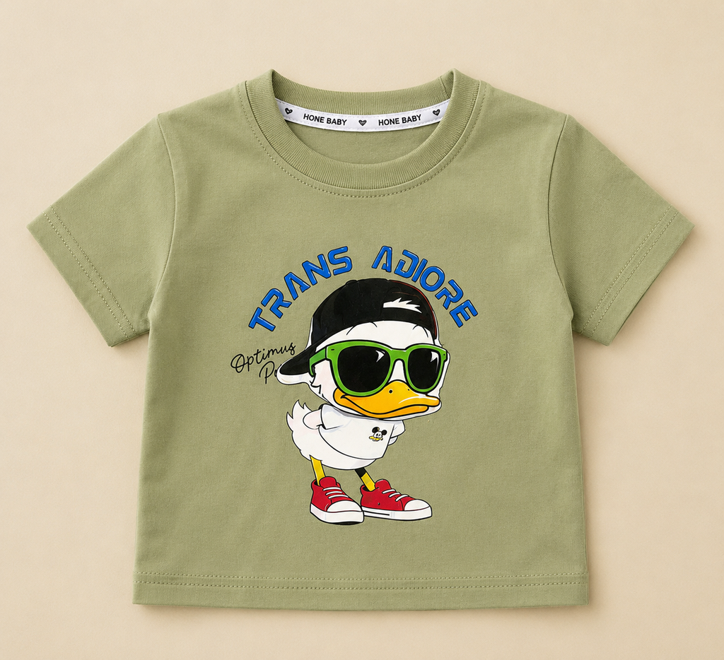 Boys Cool Duck Sage Green T-Shirt & Ripped Cargo Denim Shorts Set