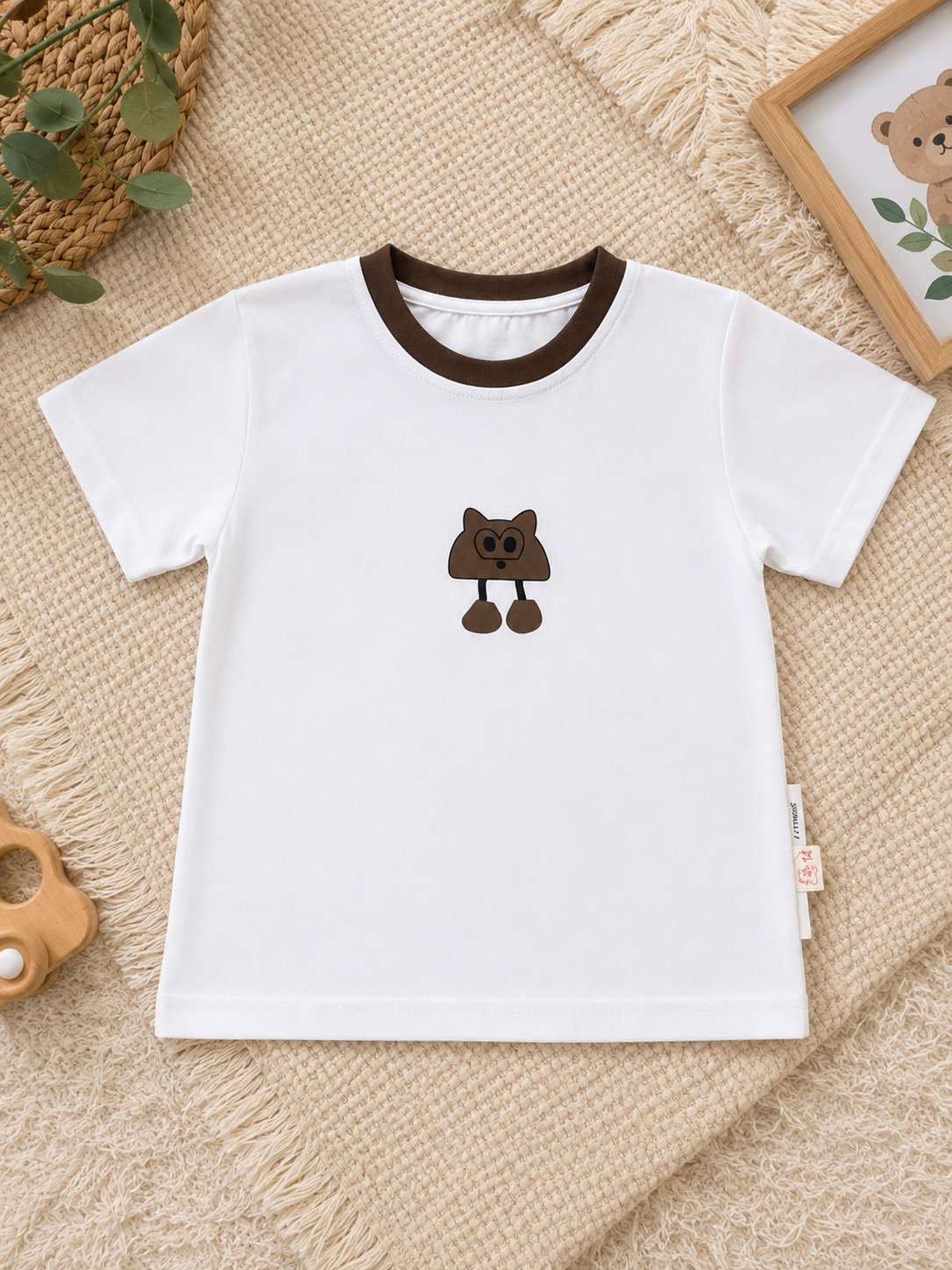 Boys Puppy Appliqué T-Shirt & Brown Dungaree Set