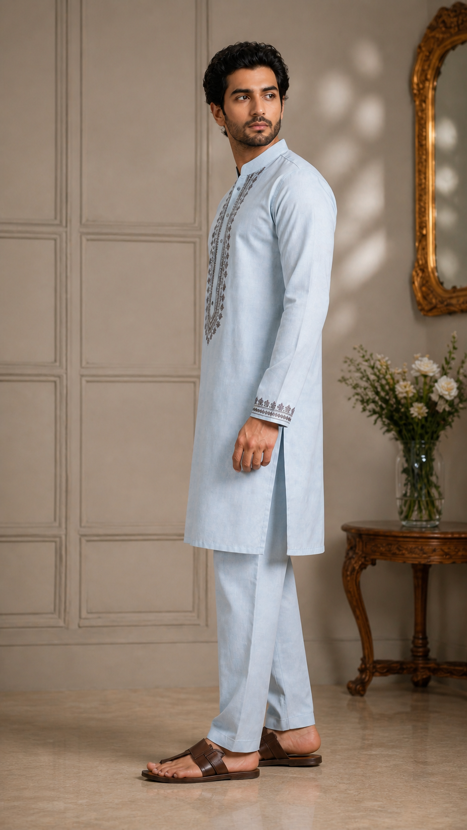 Cotton Embroidered Kurta Set