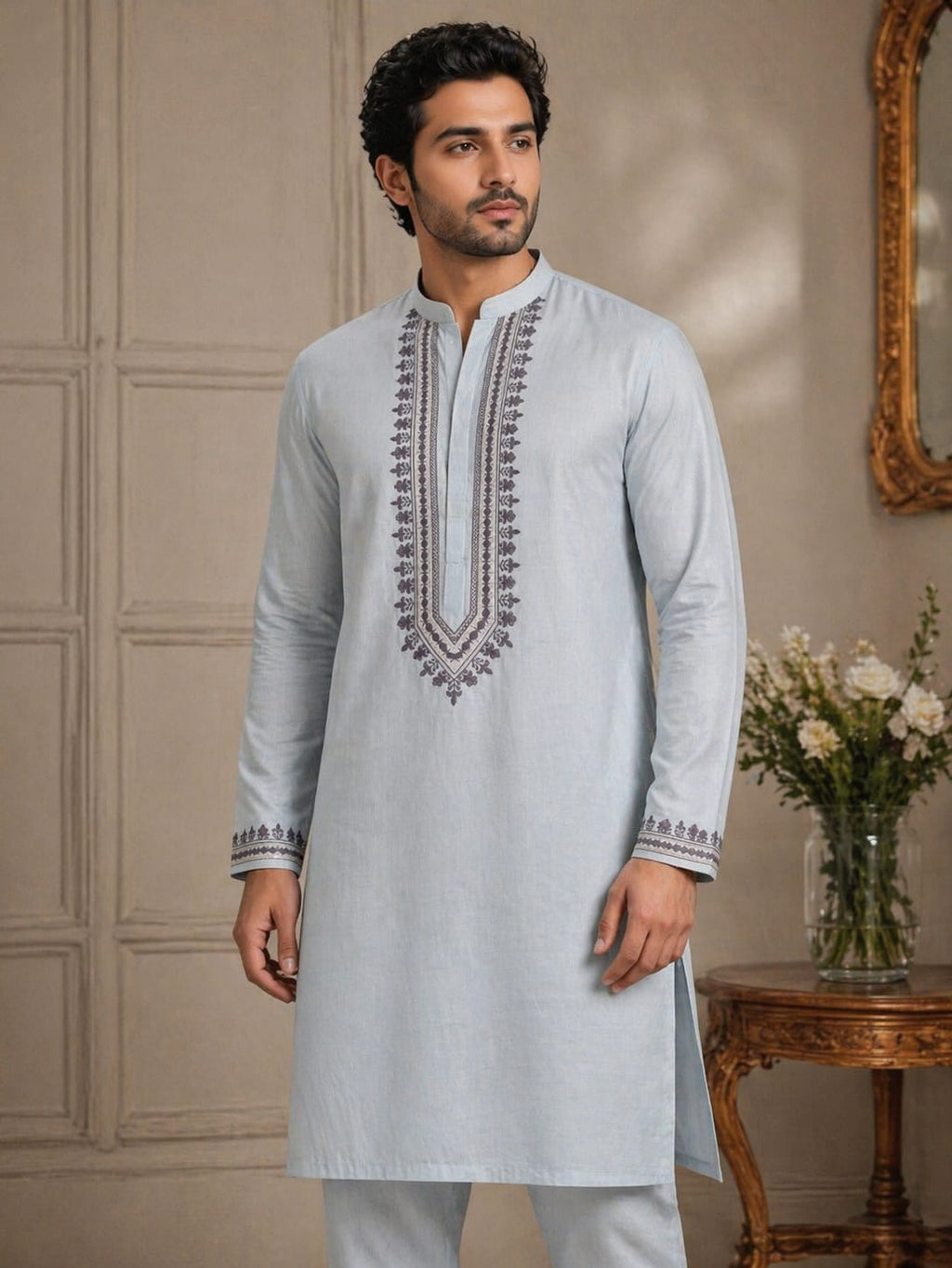 Cotton Embroidered Kurta Set